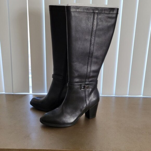 Giani Bernini Leather Memory-Foam Dress Boots Wide Calf